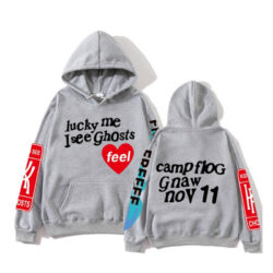 Kanye West Graffiti Letter Lucky me I see Ghosts Hoodie gREY
