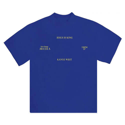 Kanye West Jesus Is King Vinyl I T-shirt Bllue