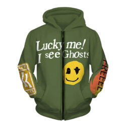 Smiley Flame Lucky Me I See Ghost Green Hoodie