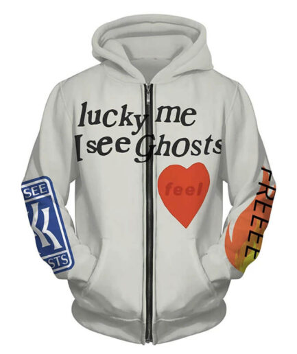 Smiley Flame Lucky Me I See Ghost Hoodie