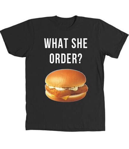 Kanye West What She Order Fish Filet Hamburger T-Shirt Black