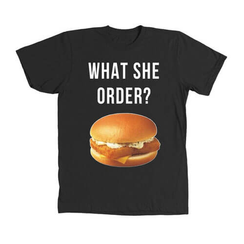Kanye West What She Order Fish Filet Hamburger T-Shirt Black
