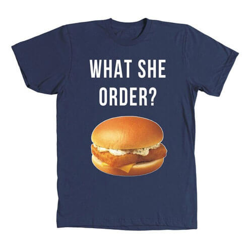 Kanye West What She Order Fish Filet Hamburger T-Shirt Navy Blue