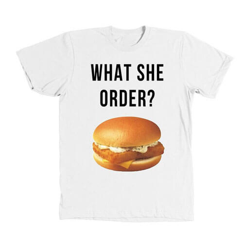 Kanye West What She Order Fish Filet Hamburger T-Shirt White
