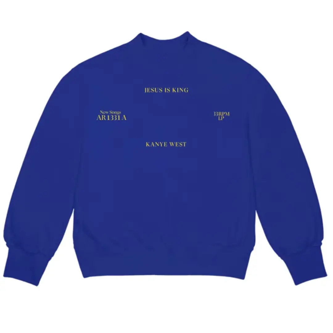 Kanye West Jesus Is King Vinyl I Crewneck Blue Kanye West Jesus Is King Vinyl I Crewneck Blue